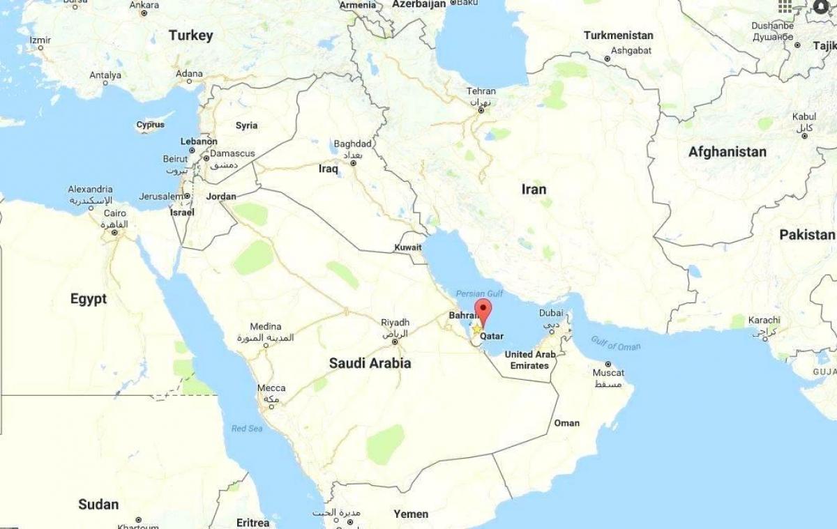karta svijeta, pokazuje Katar